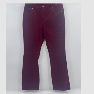Tribal Pants Women 14 Red Corduroy Bootcut Stretch High Rise Hippie 90s Y2K